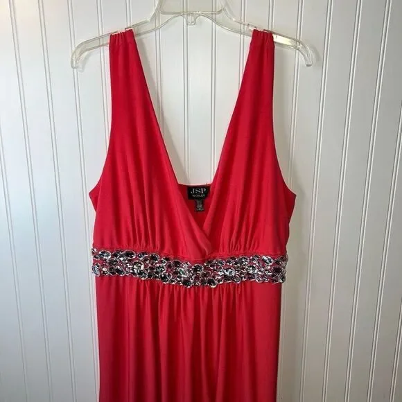 SJP by Sarah Jessica Parker A-Line Maxi Dress/Gown Women Size 1X Coral Sleeveles - Picture 2 of 8